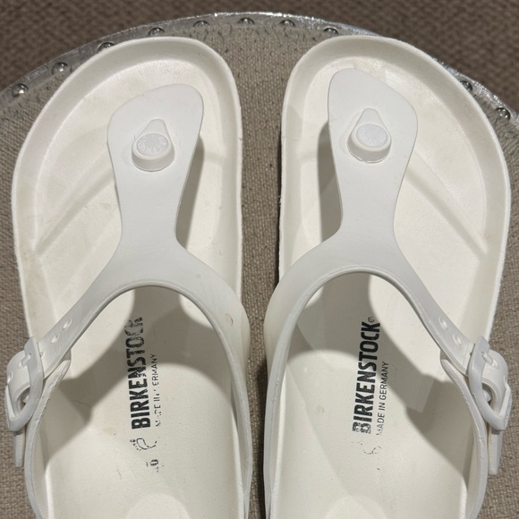 White Rubber Birkenstock Between The Toe Slides/Sandals - Picture 2 of 5